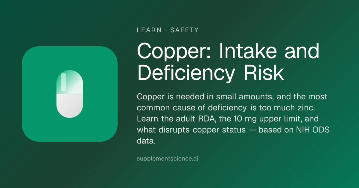Copper Intake and Deficiency Risk