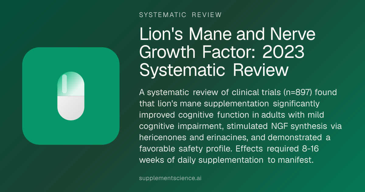 Lion's Mane & Cognition: Review, n=897 (2026)