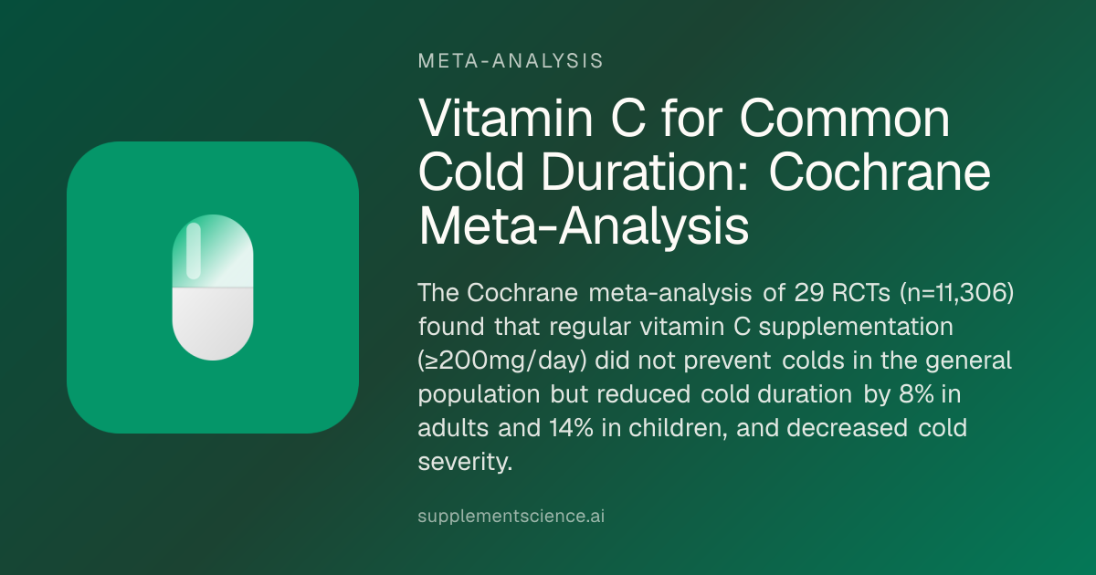 Vitamin C & Colds: Cochrane Meta-Analysis (2026)